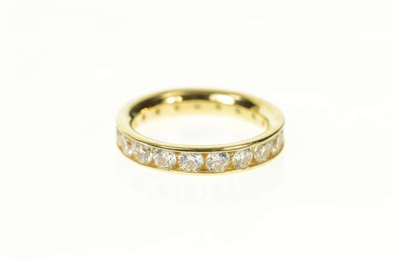 14K Yellow Gold Channel Cubic Zirconia Classic Wedding Band Ring
