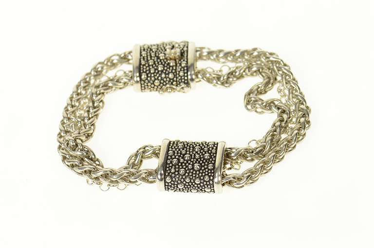 Sterling Silver Michael Dawkins Layered Chain Ornate Bracelet
