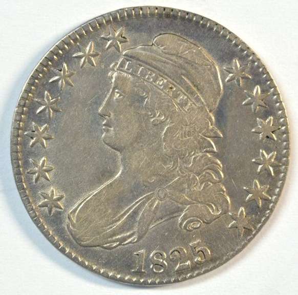 Attractive 1825 Capped Bust Half Dollar. Upper end circ