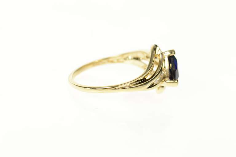 10K Yellow Gold Trillion Syn. Sapphire Diamond Statement Ring