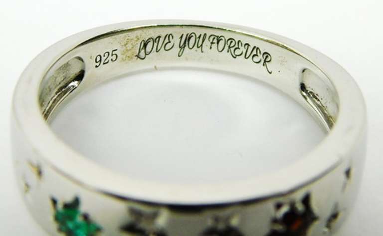 Sterling Silver Band of Stars, Size 10.5