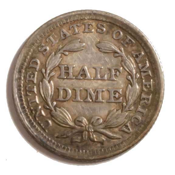 1858 Very Near Unc Seated Half Dime