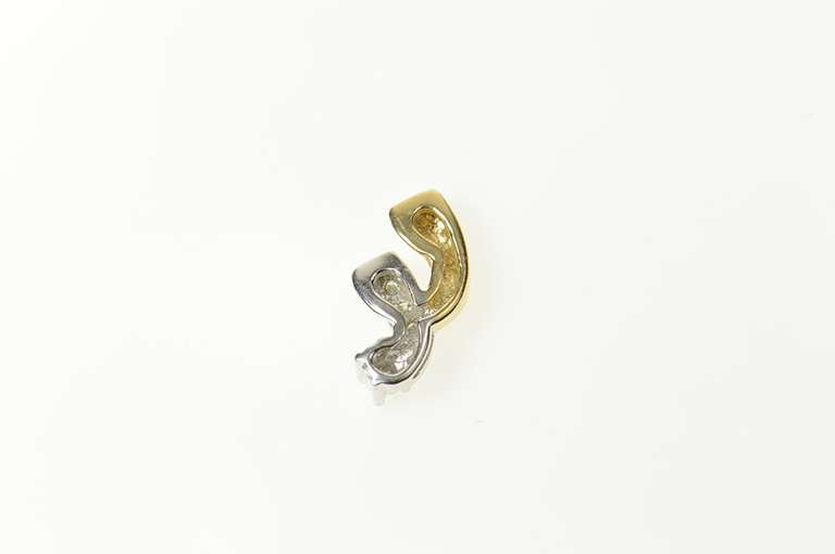 10K Yellow Gold Two Tone Diamond Twist Spiral Classic Pendant