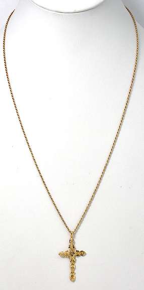 Ornate Filigree Cross Necklace in 14KT Yellow Gold