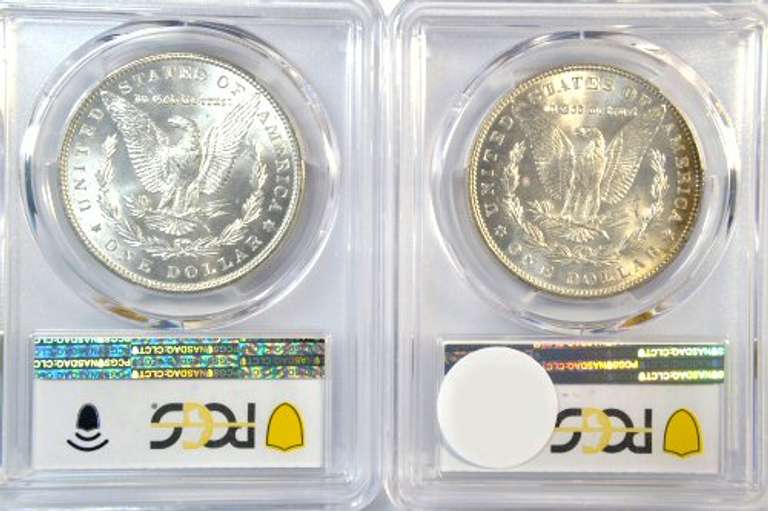 2 Investment Quality 1887 Morgan Silver Dollars. PCGS MS64