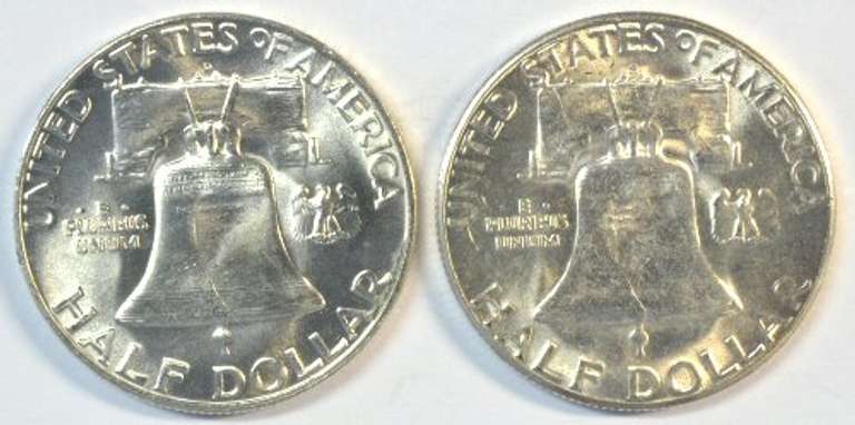 Choice BU 1951-D & and scarce 1953-S Franklin Half Dollars