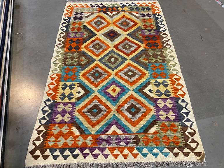 COLORFUL HAND KNOTTED KLIM 4x6