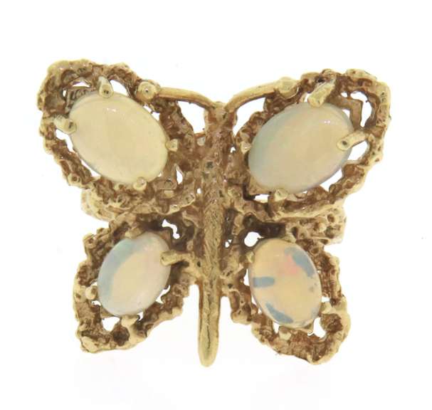 Ideal Yellow Gold Opal Butterfly Ring