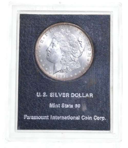 MS60 1884 Morgan Silver Dollar - Graded PICC
