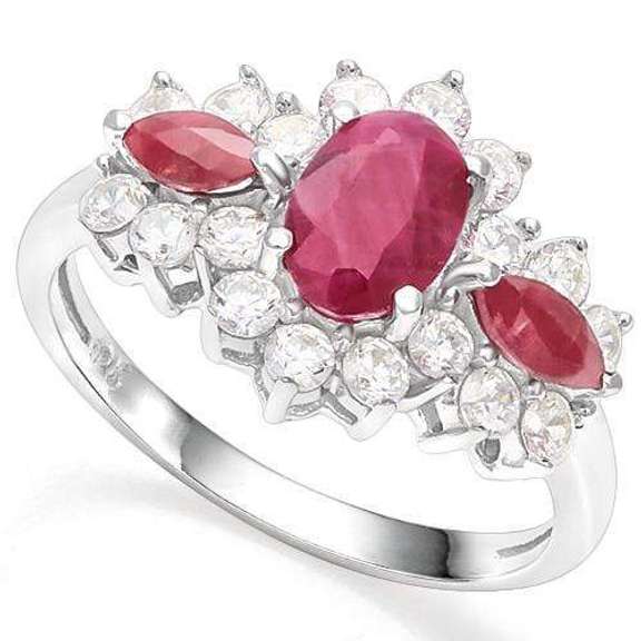 925 STERLING SILVER 0.98 CT RUBY & DIAMOND COCKTAIL RING