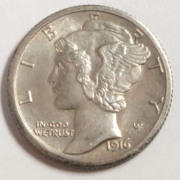 Gem  Frosty BU 1916 S Mercury Dime