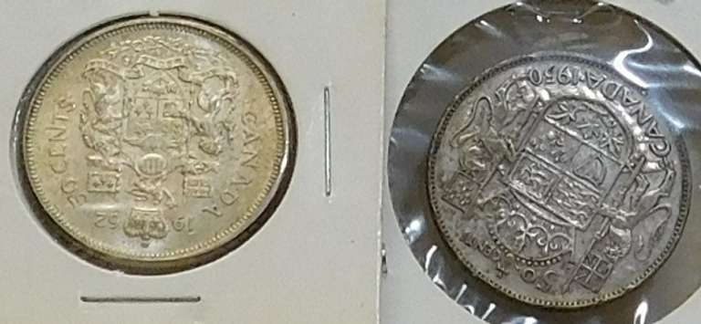 Canada: 1950 & 1962 Sil (800) Hf Dols., GeoVI &  Eliz