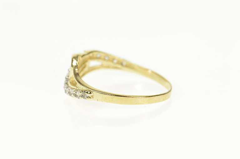 10K Yellow Gold Wavy Heart Design CZ Love Promise Band Ring