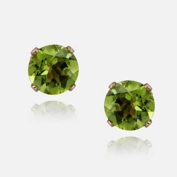 18K Rose Gold over Sterling Silver 2.5ct Peridot Stud Earrings, 7mm