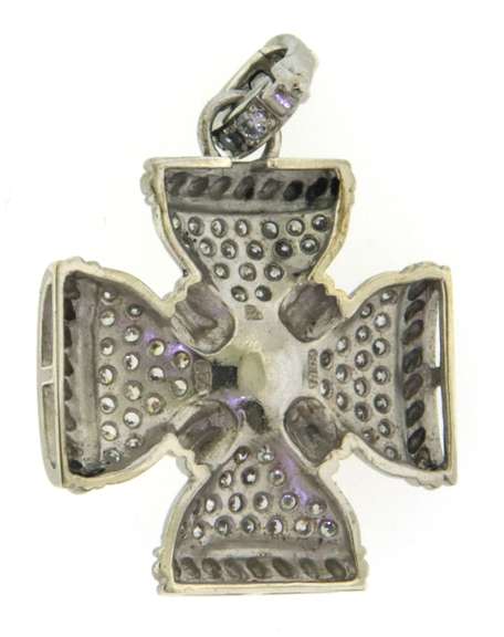 Sterling Silver Simulated Pearl & CZ Pendant