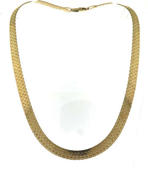 Impressive Yellow Gold Wide Woven Necklace