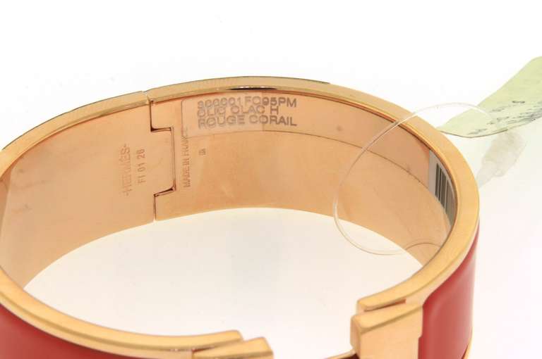 Hermes Rose Gold Plated Enamel Bangle Bracelet
