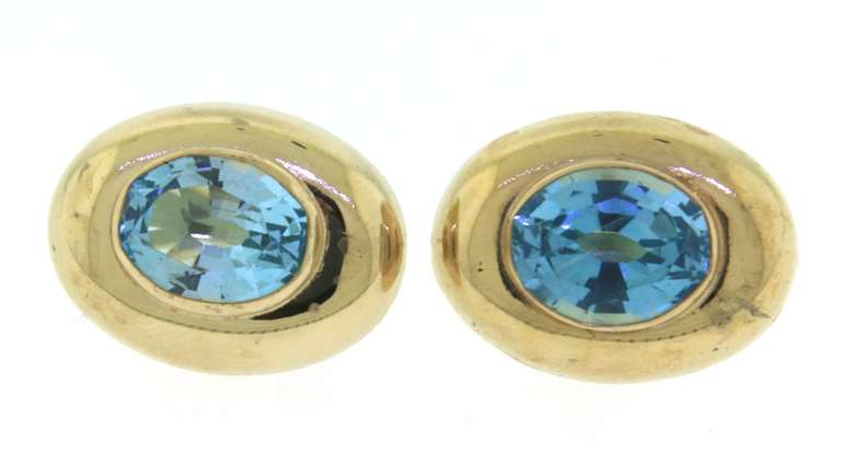 Dreamy Yellow Gold Blue Topaz Earrings