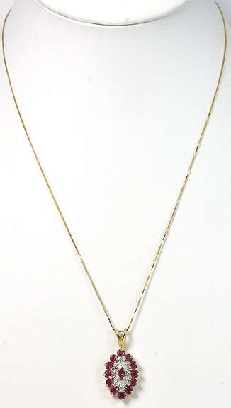 Vintage Ruby Necklace in 14KT 2-Tone Gold