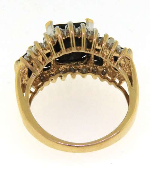 Powerful Yellow Gold Black Onyx & Diamond Ring