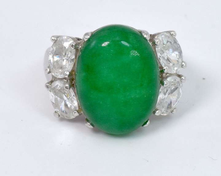 Bold Chrysoprase & CZ Ring in Sterling Silver
