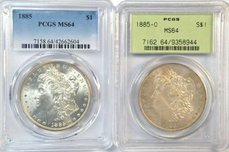 Near Gem BU 1885 & 1885-O Morgan Silver Dollars. PCGS MS64