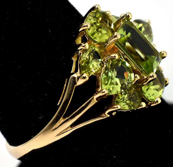 Dazzling Art Deco Peridot Ring in 14KT Yellow Gold