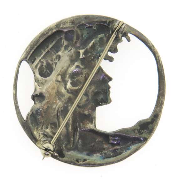 Sterling Silver Art Nouveau Cast Brooch Pin