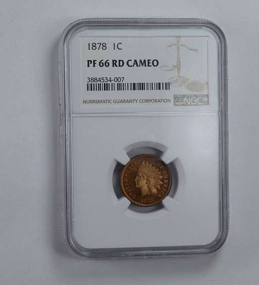 PF66 RD Cameo 1878 Indian Head Cent - Graded NGC