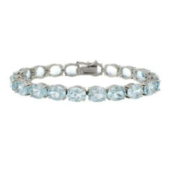 Sterling Silver 44ct Blue Topaz Oval Tennis Bracelet