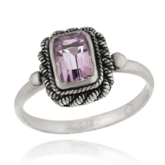 Sterling Silver Amethyst Rectangular Ring