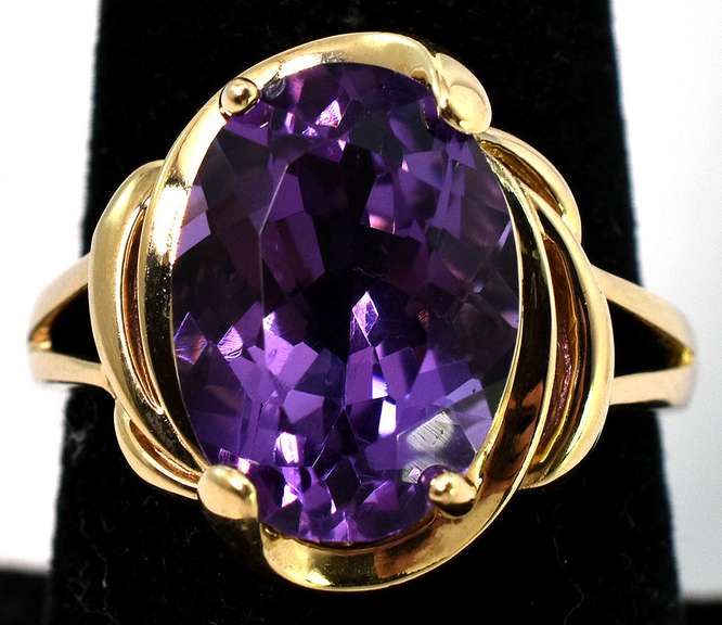 Massive Amethyst Ring in 14KT Yellow Gold
