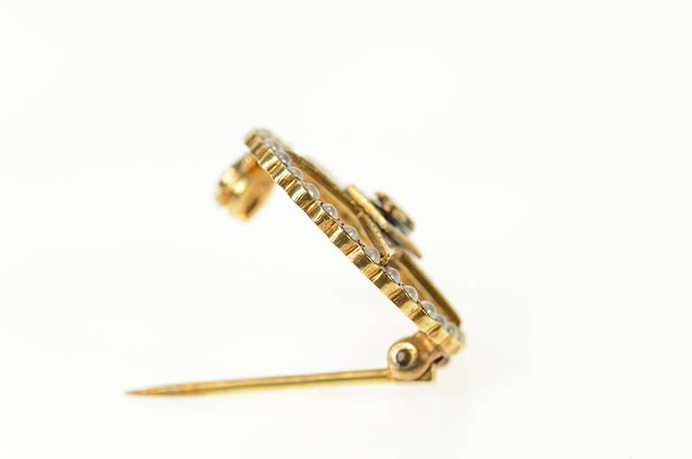14K Yellow Gold Order of the Eastern Star Enamel Seed Pearl Pin/Brooch