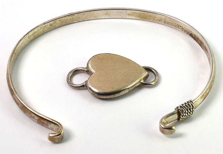 Adorable Heart Charm Toggle Bracelet in Sterling Silver