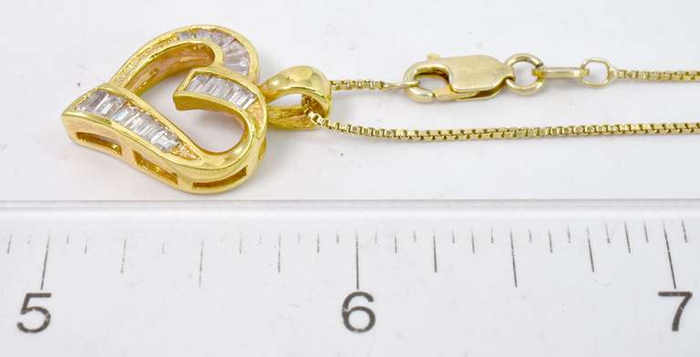 Elegant Ribbon-Style Heart with CZs in Vermeil