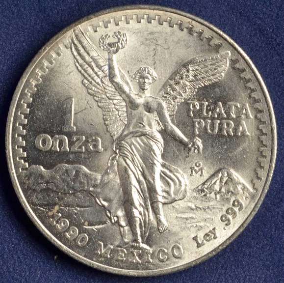1990 Mexican Libertad, 1oz .999 Silver.
