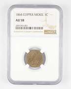 AU58 1864 Indian Head Cent - Copper Nickel - Graded NGC