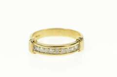 10K Yellow Gold Squared Classic Diamond Wedding Band Ring