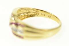 14K Yellow Gold Wavy Ruby Diamond Accent Statement Band Ring