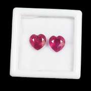Two Natural Blood Pigeon Red Heart Cut Ruby Loose Gemstones