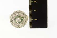 14K Yellow Gold 1.80 Ctw White & Green Diamond Halo Ring