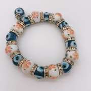 Hand Painted Porcelain & Evil Eye Bracelet