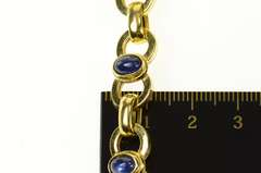 14K Yellow Gold Retro Sapphire Round Link Statement Bracelet