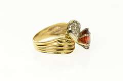 14K Yellow Gold Spessartine Garnet Diamond Swirl Cocktail Ring