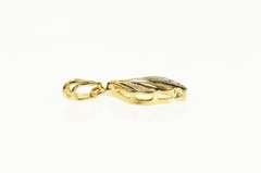 14K Yellow Gold Two Tone Diamond Accent Wavy Statement Pendant