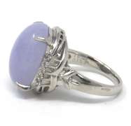 Impressive Platinum Oval Cabochon Shape Cut Lavender Jade Cocktail Ring