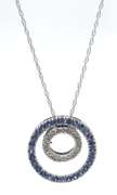 Favorite White Gold Sapphire and Diamond Double Circle Pendant on Chain