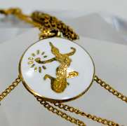 Vintage Siam Gold Filled and Gold Plated Enamel Necklace With Mekkala Goddess Pendant