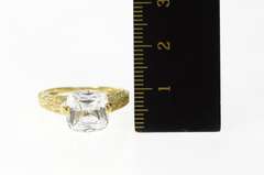 14K Yellow Gold Cushion Solitaire Ornate Travel Engagement Ring