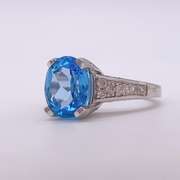 14kt Gold,Blue Topaz , & Diamond Cocktail Ring